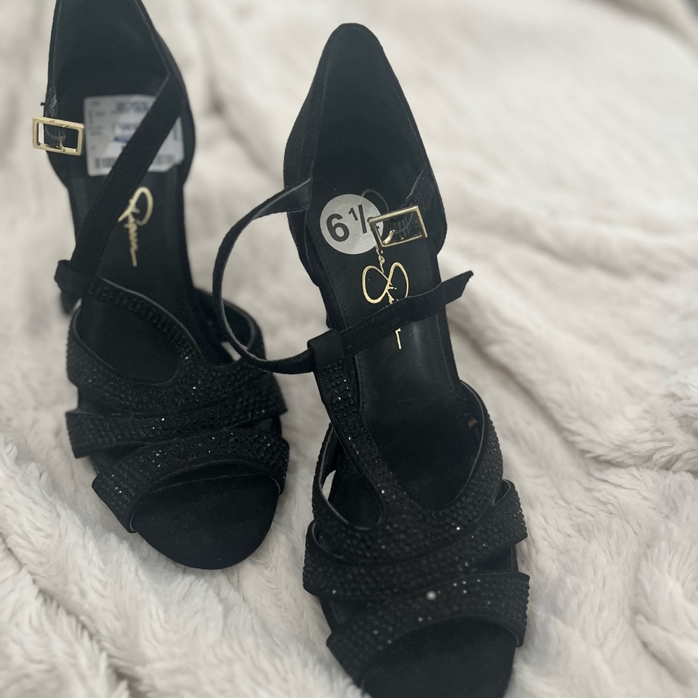 Jessica Simpson Black Strappy Heels Medium Heel